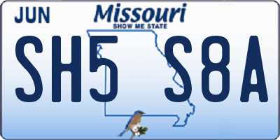 MO license plate SH5S8A