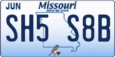 MO license plate SH5S8B