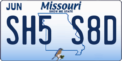 MO license plate SH5S8D