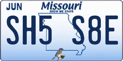 MO license plate SH5S8E