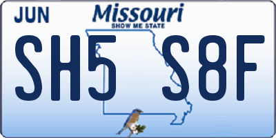 MO license plate SH5S8F