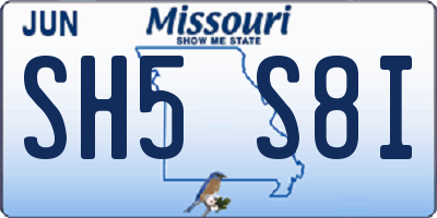 MO license plate SH5S8I