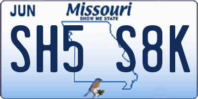 MO license plate SH5S8K