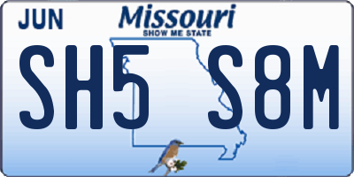 MO license plate SH5S8M