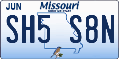 MO license plate SH5S8N