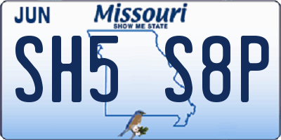 MO license plate SH5S8P