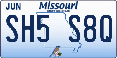 MO license plate SH5S8Q