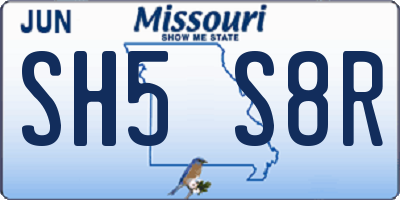 MO license plate SH5S8R