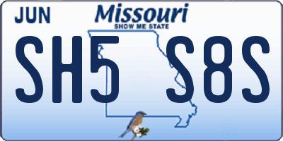 MO license plate SH5S8S
