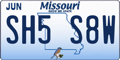 MO license plate SH5S8W