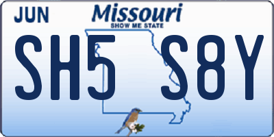 MO license plate SH5S8Y