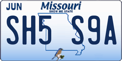 MO license plate SH5S9A