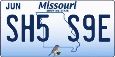 MO license plate SH5S9E
