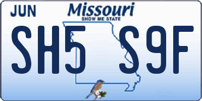 MO license plate SH5S9F
