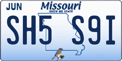 MO license plate SH5S9I