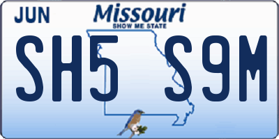 MO license plate SH5S9M