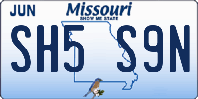 MO license plate SH5S9N