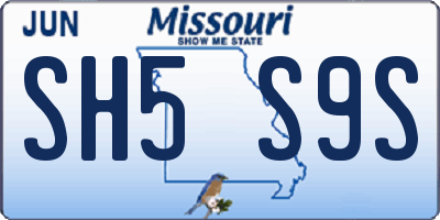 MO license plate SH5S9S