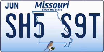 MO license plate SH5S9T