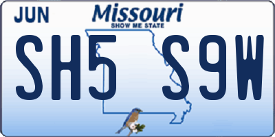 MO license plate SH5S9W