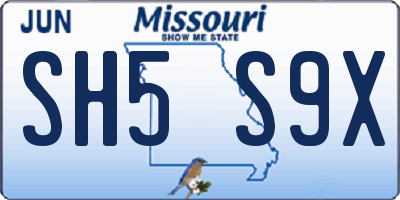 MO license plate SH5S9X