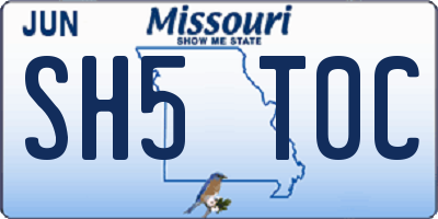 MO license plate SH5T0C