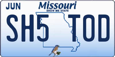 MO license plate SH5T0D