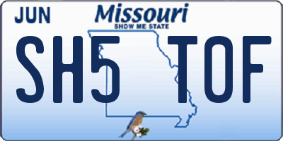 MO license plate SH5T0F