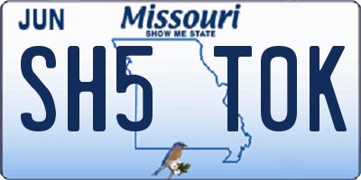 MO license plate SH5T0K