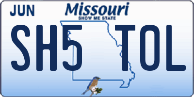 MO license plate SH5T0L