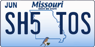 MO license plate SH5T0S