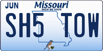 MO license plate SH5T0W