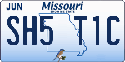 MO license plate SH5T1C