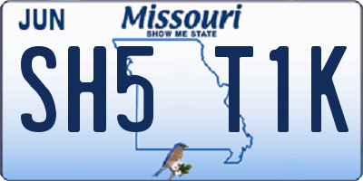 MO license plate SH5T1K