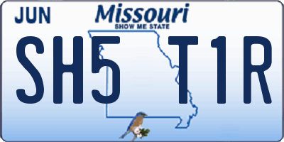 MO license plate SH5T1R