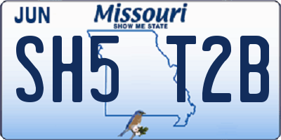 MO license plate SH5T2B