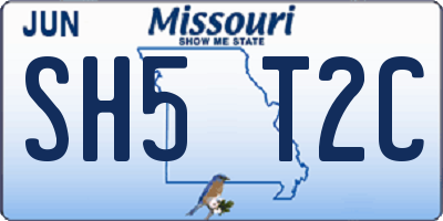 MO license plate SH5T2C