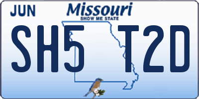 MO license plate SH5T2D