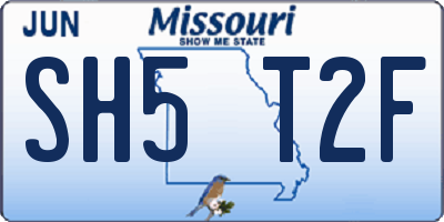 MO license plate SH5T2F