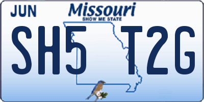 MO license plate SH5T2G