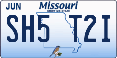 MO license plate SH5T2I