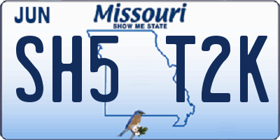 MO license plate SH5T2K