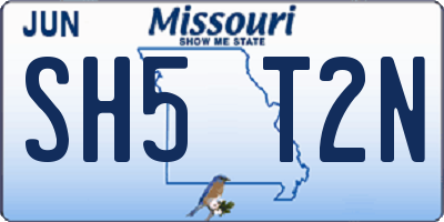 MO license plate SH5T2N