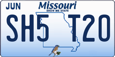 MO license plate SH5T2O