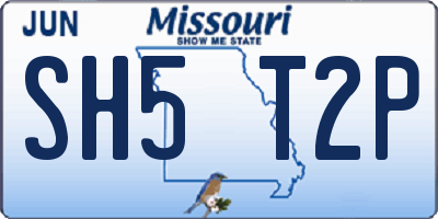 MO license plate SH5T2P
