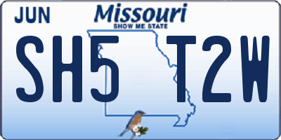MO license plate SH5T2W