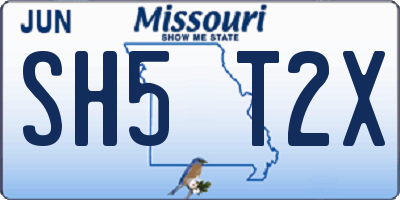MO license plate SH5T2X
