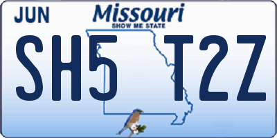 MO license plate SH5T2Z