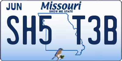 MO license plate SH5T3B