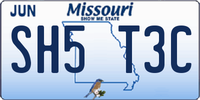 MO license plate SH5T3C